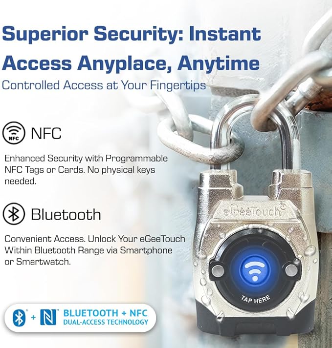 5th GEN Outdoor Smart Padlock – Keyless Bluetooth & NFC Lock, Durable - Image 3