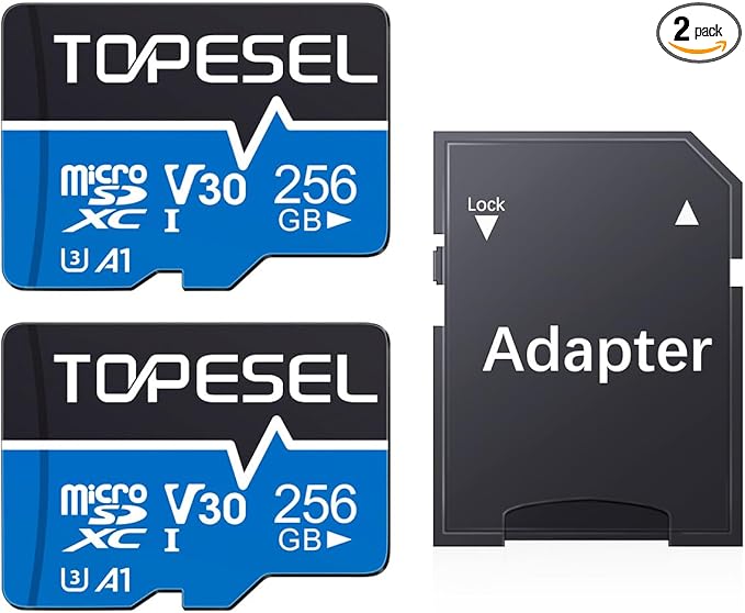 TOPESEL 256GB Micro SD Card 2 Pack, 4K UHD, U3 SDXC TF Card by TOPESEL
