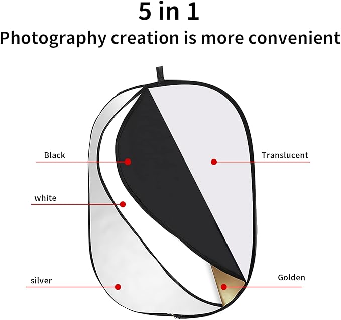 Godox 59″x79″/150x200cm Collapsible Photography Light Reflector, 5-in-1 Oval - Image 3