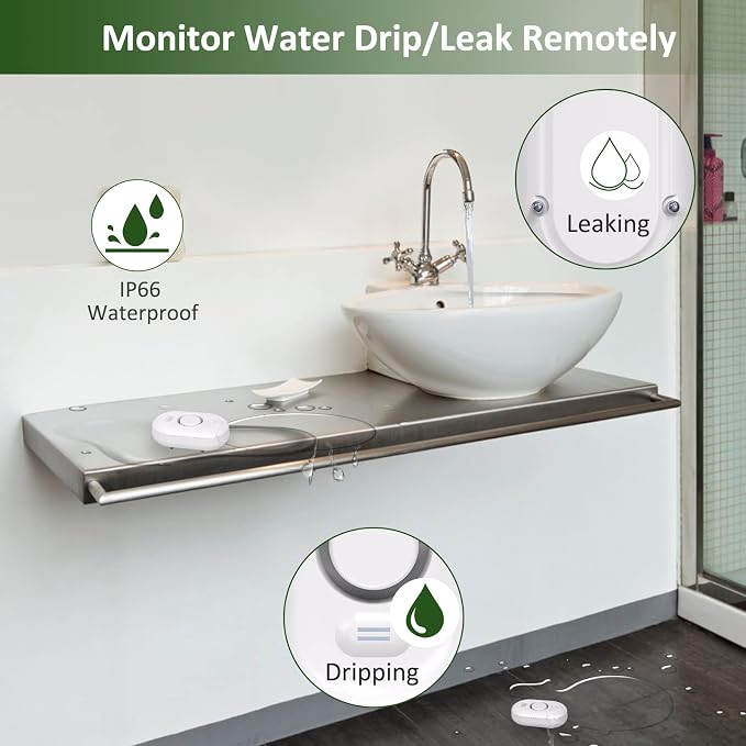 METAK Water Leak Detector Sensor Alarm: Home Water Flooding Monitor Smart Sink - Image 2