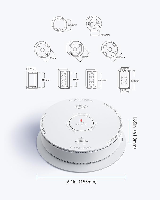SITERWELL Hardwired Smoke Detector Carbon Monoxide Detector 10 Year Battery - Image 9