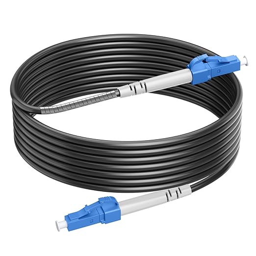 250 Feet Outdoor Simplex Fiber Optic Cable, OS2 LC to LC Single Mode Fiber by RamboCables