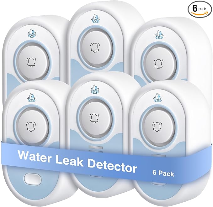 Water Leak Detector 6 Pack, 5-Year Battery Life, Water Alarm by BLIZONTE