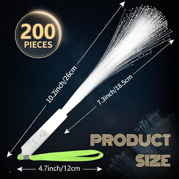 SHQDD 200 PCS White Fiber Optic Wands, Neon Party Supplies, LED Fiber Wands - Image 4