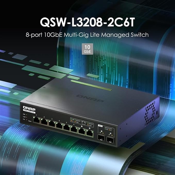QNAP 8-Port Multi-Gig 10GbE Lite-Managed Network Switch – 6× 10/5/2.5/1G RJ-45 - Image 2