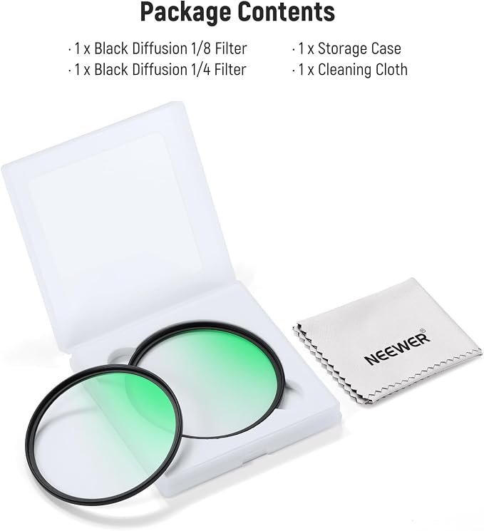 NEEWER 82mm 1/4 & 1/8 Black Diffusion Filter - Image 8