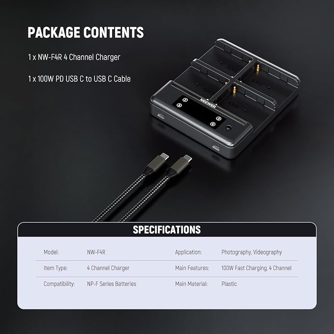 NEEWER NP-F970 4 Channel Charger - Image 8