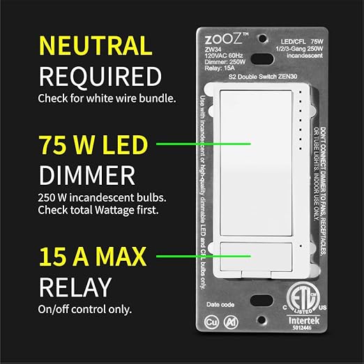 Zooz Z-Wave Long Range Double Switch ZEN30 800LR - Image 2