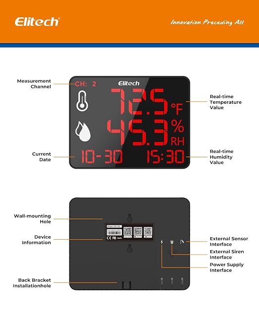 Elitech Wireless Hygrometer Thermometer Reusable Temperature Recorder Data - Image 10