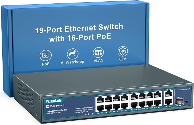 YuanLey 16 Port PoE Switch by YuanLey