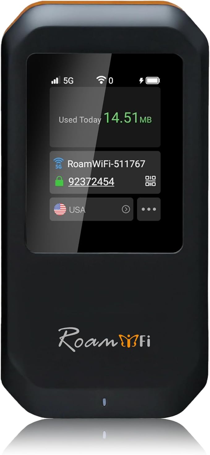 RoamWiFi 5G Mobile Hotspot WiFi6-4nm Chip | 10GB US/CA/MX + 1GB Global Internet by RoamFi