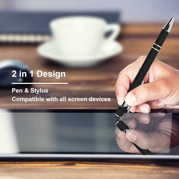 Oddmoal Ballpoint Pen with Stylus Tip, Soft Touch Click Metal Pen, 1.0mm Medium - Image 3