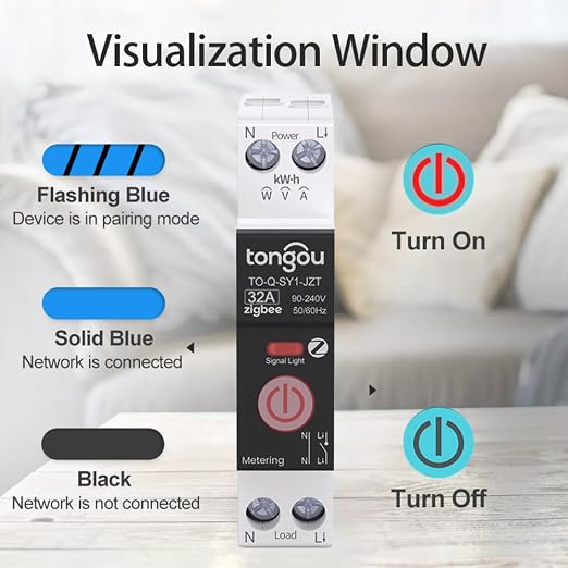 TONGOU ZigBee DIY Smart Switch 32A| DIN Rail Switch| 1P+N 90-240VAC| Real-time - Image 7