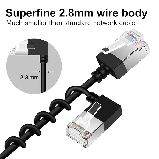 Ultra Slim 90° Degree Cat 6A Ethernet Cable Left Angled 15 Feet 2Pack, 10Gbps - Image 6