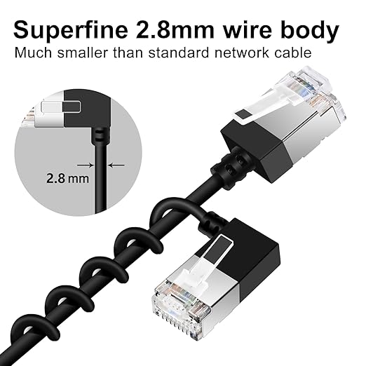 Ultra Slim 90° Degree Cat 6A Ethernet Cable Left Angled 30 Feet 2Pack, 10Gbps - Image 6