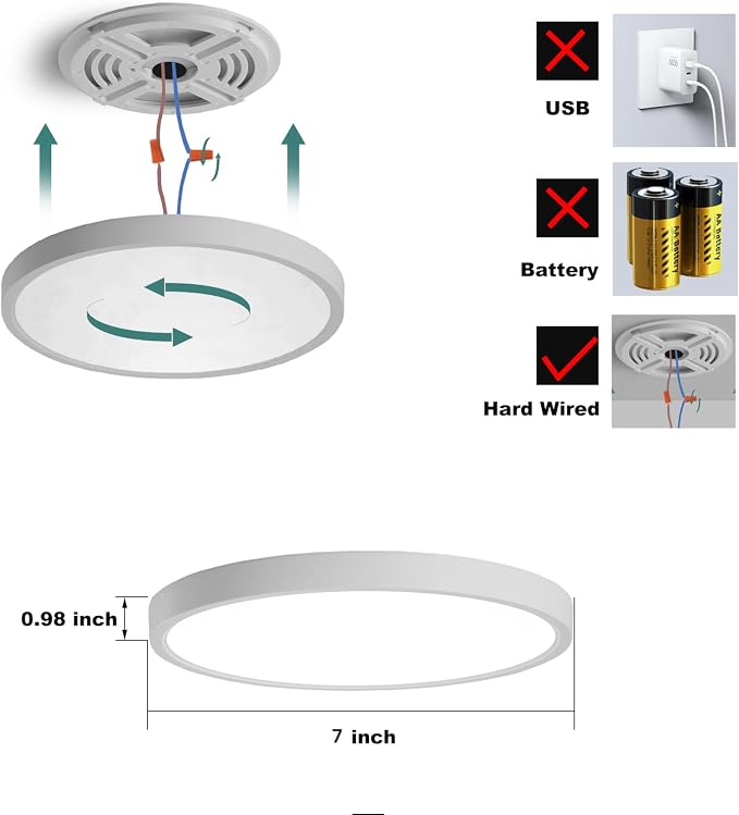 7 Inch Motion Sensor Ceiling Light Indoor, Motion Sensor Fixture Indoor - Image 2