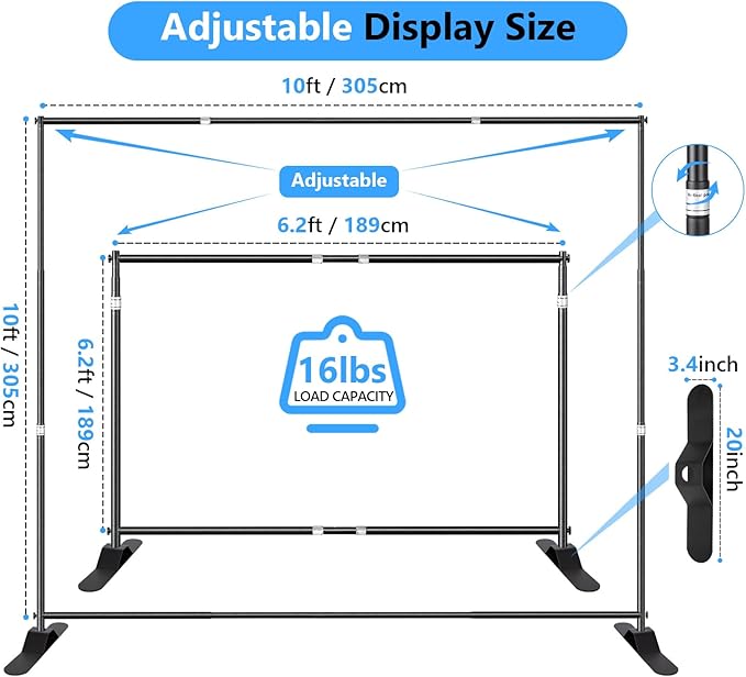 SLOW DOLPHIN Photo Backdrop Banner Stand 10 x 10 Ft Photography Background Stand - Image 2