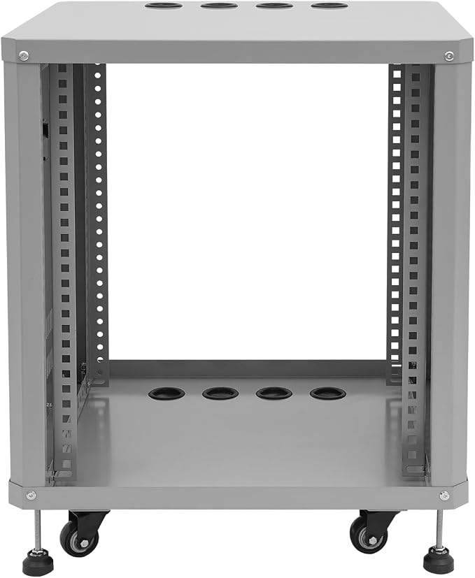 12U Home Audio & Video Stage Stereo Equipment Storage Cabinet Stand On Wheels - Image 3