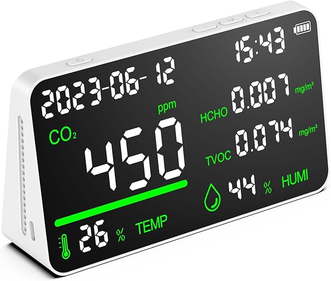 CIS 7-in-1 Air Quality Monitor, Indoor Humidity Monitor, Temperature, Date by Unknown