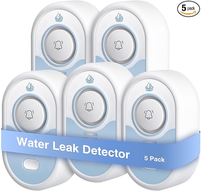 Water Leak Detector 5 Pack, 5-Year Battery Life, Water Alarm by BLIZONTE