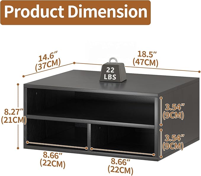 Desktop Printer Table with Storage, 2 Tier Printer Stand - Image 3