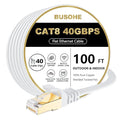 BUSOHE Cat 8 Ethernet Cable 100 FT, 40Gbps 2000Mhz High Speed Flat Cat8 Cable by BUSOHE
