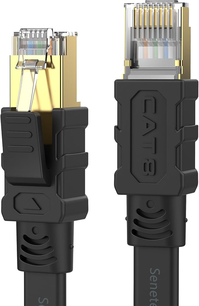 Senetem Cat 8 Ethernet Cable 50FT, High Speed 40Gbps 2000Mhz Flat Internet by Senetem