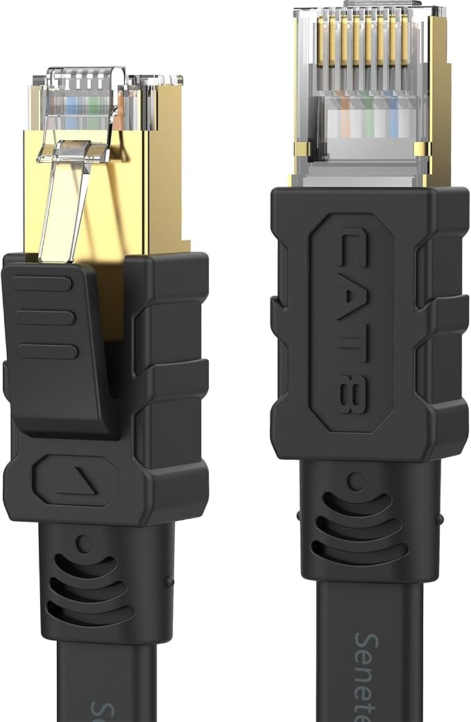 Senetem Cat 8 Ethernet Cable 15FT, High Speed 40Gbps 2000Mhz Flat Internet by Senetem