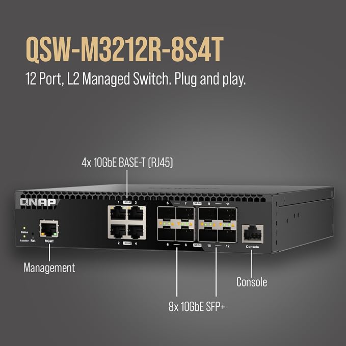 QNAP 12-Port Half-Width Rackmount 10GbE Managed Network Switch. Layer 2 - Image 4