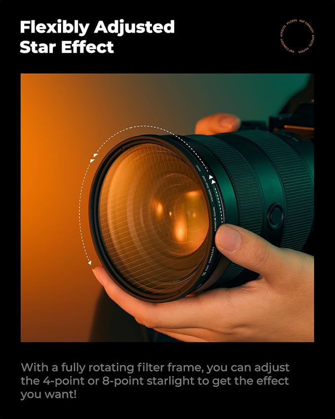 K&F CONCEPT 67mm Variable Star Filter Cross Screen Starburst Filter 4, 8 Points - Image 6