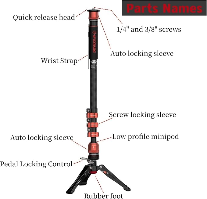 IFOOTAGE Cobra 3 C180F-P Carbon Fiber Video Monopod - Image 2