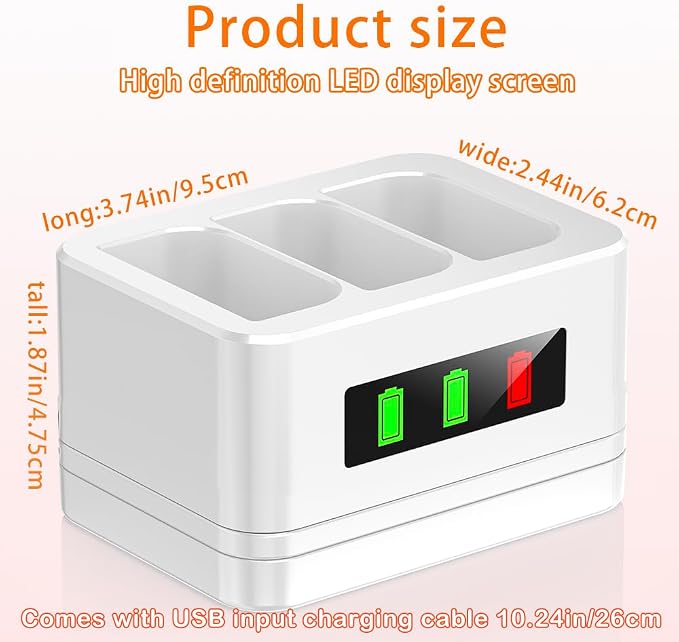 2 Pack 3-Slot Ring Battery Charging Station/Battery Charger, - Image 3