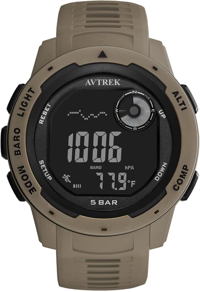 AVTREK Tactical Watch with Compass, 50M Waterproof Pedometer, Digital Altimeter by AVTREK
