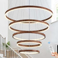 Modern LED Ring Chandelier 5-Light Chandelier Wood Grain Dimmable Round Foyer by LUMIFLYModernChandelier