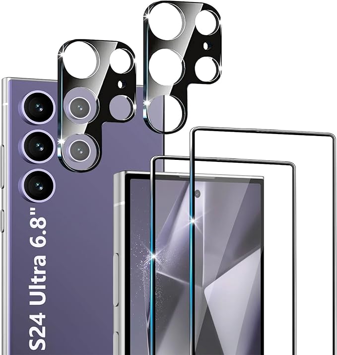 XDesign [2+2 Pack Galaxy S24 Ultra Screen Protector, 9H Tempered Glass Scratch by XDesign
