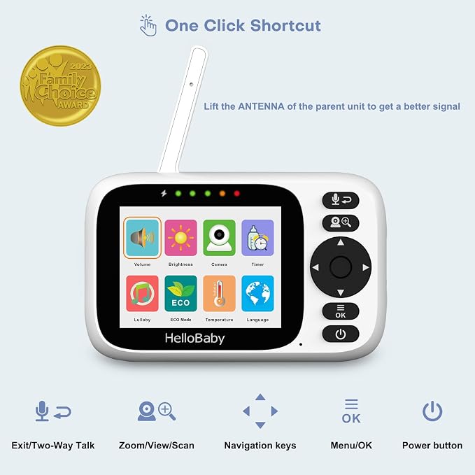HelloBaby 3.2'' Baby Monitor 2 Cameras, Video Audio Baby Monitor No WiFi - Image 2