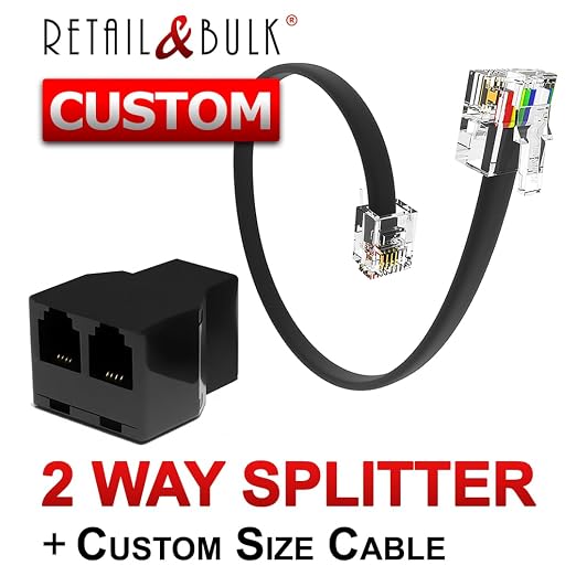 Phone Jack Splitter for Landline Telephone RJ11 6P4C 2 Way in-Line Adapter + - Image 2