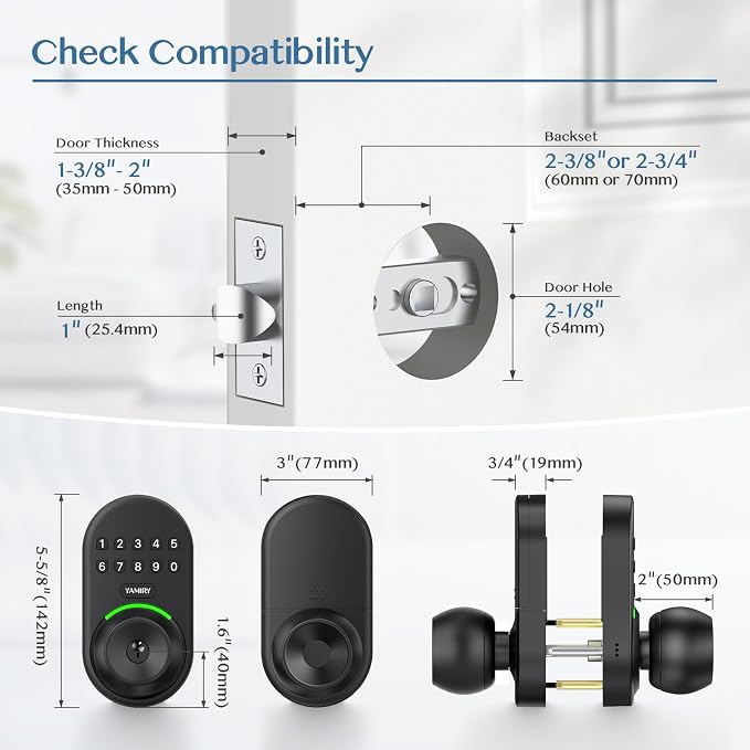Keypad Smart Door Knob Lock, Yamiry Keyless Entry Digital Lock - Image 6
