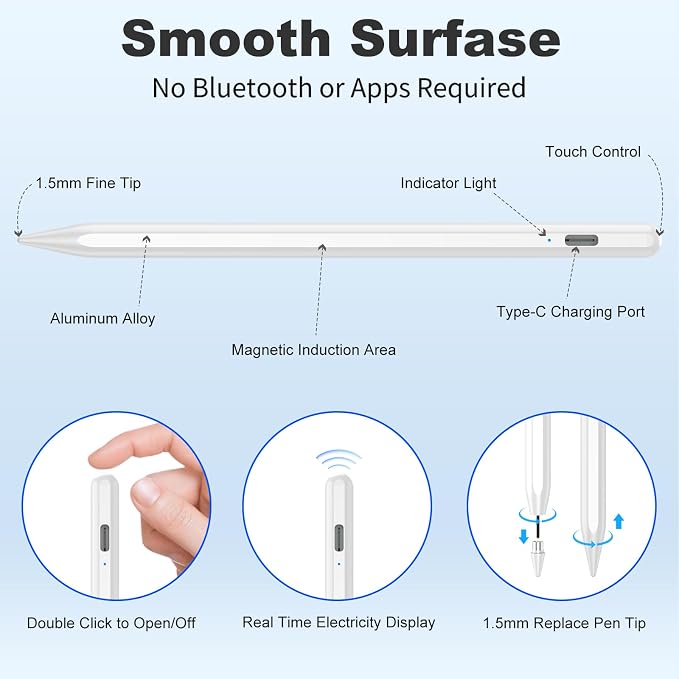Stylus Pen for iOS&Android Touch Screens, Active Pencil for Samsung, Smart - Image 5