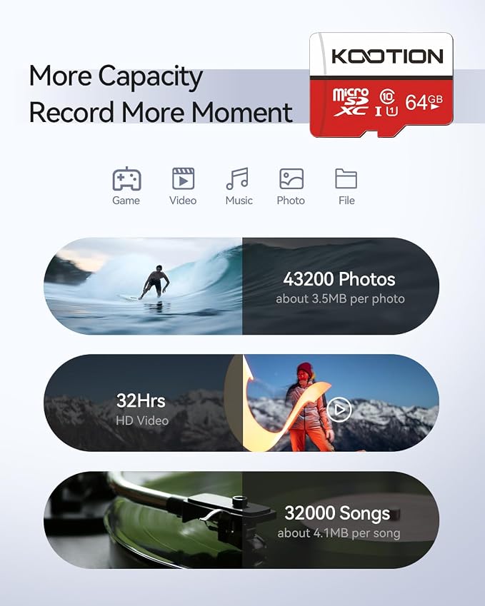 KOOTION 64GB Micro SD Card Class 10, UHS-1 Micro SDXC Memory Card - Image 3