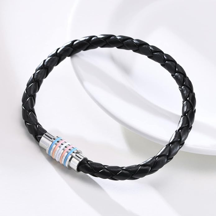 Nanafast Titanium Stainless Steel Rainbow LGBT Pride Bracelet Handmade Braided - Image 5