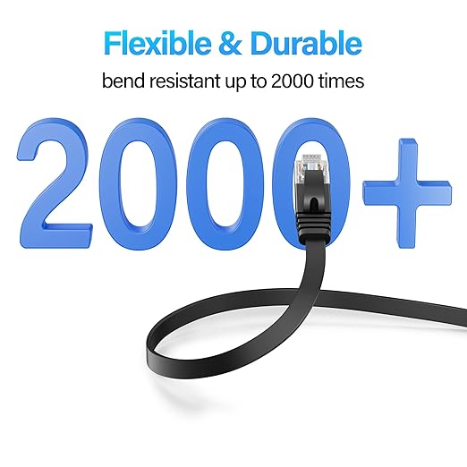 Cat 6 Flat Ethernet Cable 15 FT, UTP 10Gbps High-Speed Cat6 Ethernet Cable - Image 4