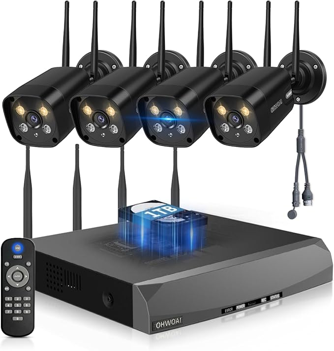 《Dual Antennas & 130°Wide Angle》Wireless Security Camera System Outdoor by OHWOAI