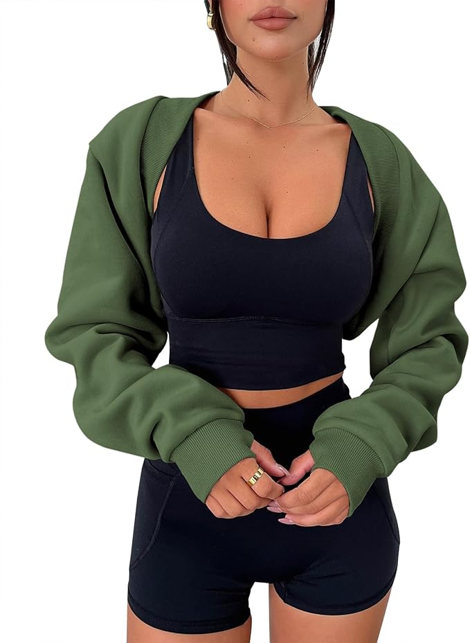 Zwurew Women's Bolero Shrug Long Sleeve Cropped Sweatshirt by Zwurew
