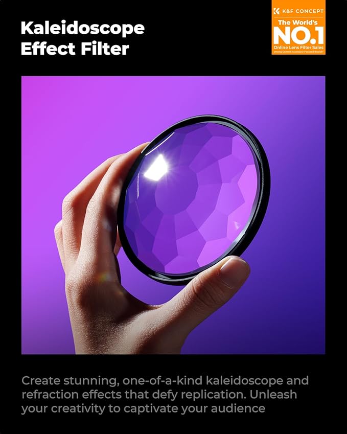 K&F CONCEPT 77mm Kaleidoscope Filter, Special Effects Filter Prism Crystal Glass - Image 2