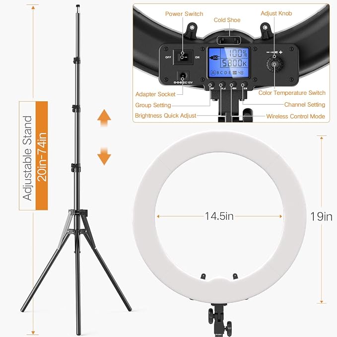 Pixel Ring Light, 55W 3000-5800K CRI≥97 Light Ring - Image 6