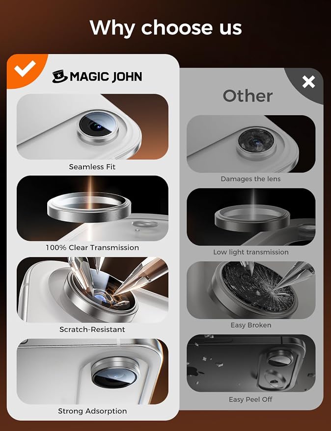 MAGIC JOHN for iPhone Air Camera Lens Protector 9H Aerospace Tempered Glass - Image 6