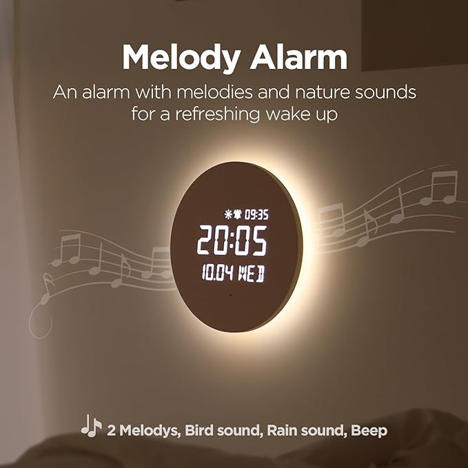 mooas Full Moon LED Silent Wooden Digital Wall Clock - Image 5