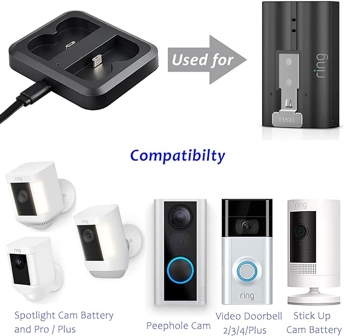 Battery Charger for Ring Rechargeable Battery, Dual Ring Battery Charger - Image 2