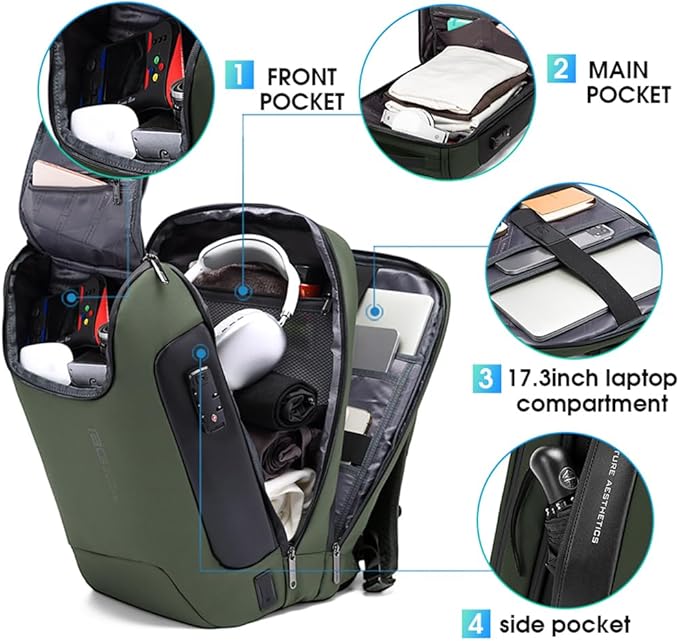 BANGE Anti-Theft Backpack, Tech Backpacks, 17 Inch Laptop Backpack - Image 2